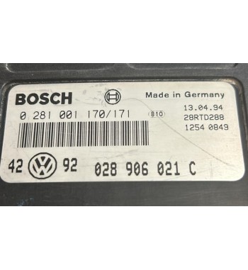 Unidade de controlo do motor Volkswagen Golf 1.9 TDI 1992-1997 Referência 028906021C, Bosch 0281001170, 0281001171