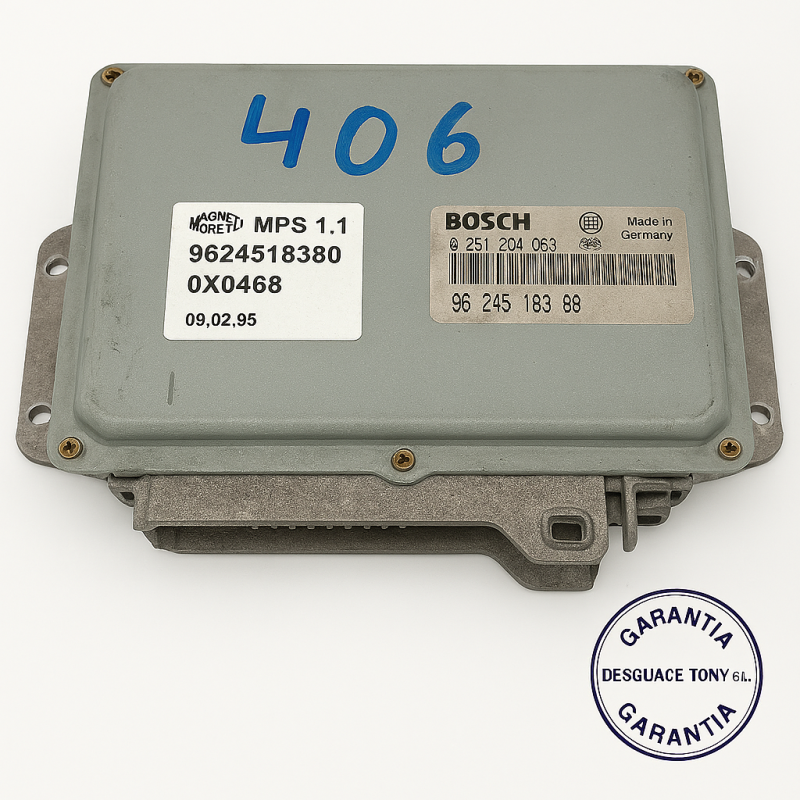 Centralina motore benzina Peugeot 406 1.8 8V, anni dal 1995 al 1999, Magneti Marelli MP5.1.1 Bosch 0 261 204 063