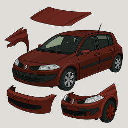 Renault Mégane II Berlina 5P 2002–2008 rojo burdeos motores F9Q D8, K9K, M4R