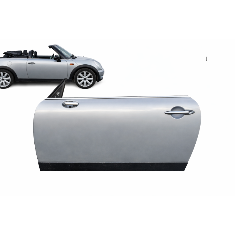 Porta esquerda para Mini Cabrio R52 com motor W10B16A 1.6 a gasolina. Remoção de um veículo desmontado.