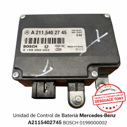 Módulo de controlo eletrónico da bateria para Mercedes-Benz Classe E W211 E270 CDI · Referência A2115402745 · Bosch 199000002