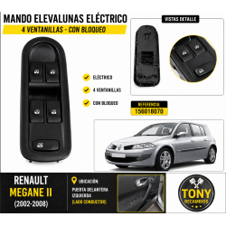 mando elevalunas renault megane 2 donde va puerta conductor botonera 156018070,BNG