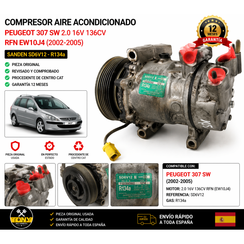 Compresseur de climatisation Peugeot 307 SD6V12 Sanden.PNG