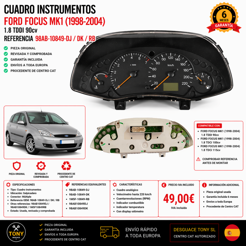 Cuadro Ford Focus- I 1.8 TDDI 1998‑2004- 98AB10849DJ.bng