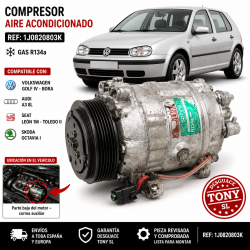 Compressore per climatizzatore per Volkswagen Golf IV 1J 1.9 TDI 90-130 CV, codice ricambio 1J0820803K.BNG