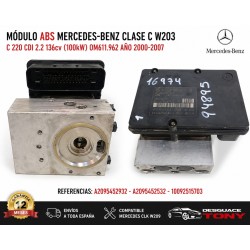 Modulo ABS Mercedes Classe C W203 C220 CDI 2.2 136cv riferimento A2095452932 10092515703.JPG