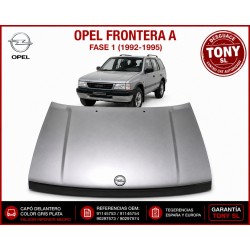 Capô Opel Frontera A 2.8 TD motor 4JB1T cor cinza anos 1992-1995. Ref. OEM 91145753