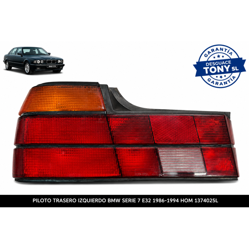 Marca: BMW
Modelo: Serie 7 (E32)
Versión: 735i / 735iL
Motor: 3.5 Gasolina
CV: 211cv / 220cv según versión
Año: 1986-1994