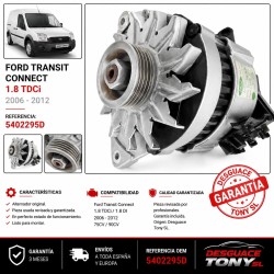Alternador original compatível com Ford Transit Connect 1.8 diesel fabricados entre 2006 e 2012. Referência 5402295D. Peça usada