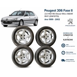 Cuatro llantas Aluminio Peugeot 306 Fase II 2.0 HDI 90 Gasóleo 90cv / 66kW RHY (DW10TD), Año desde 1999 - 2002 Referencia S7603Y