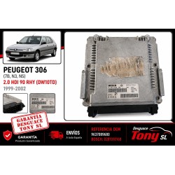 Unidade de controle do motor Peugeot 306 (7B, N3, N5 1999-2002 2.0 HDI 90 RHY (DW10TD Referência 9637089680 EDC15C2