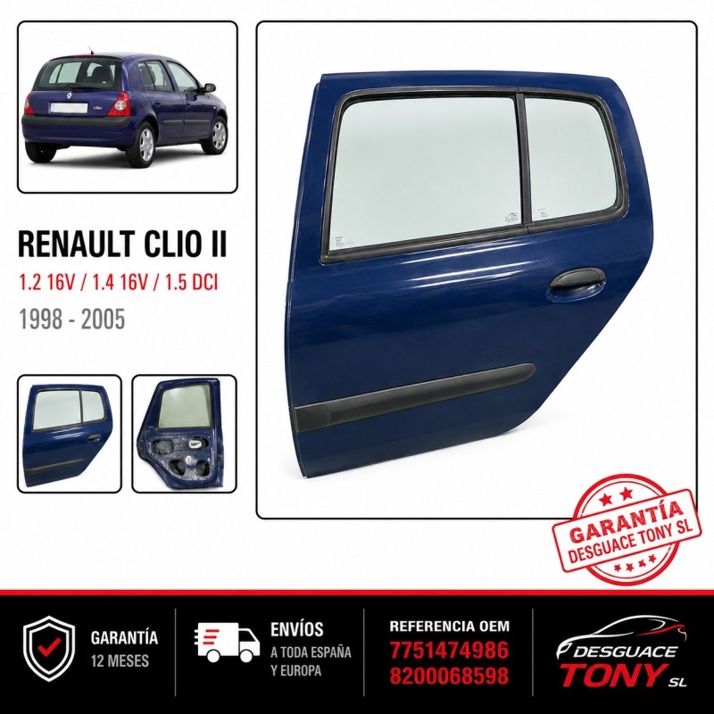 Puerta Trasera Izquierda Renault Clio II 5 Puertas 1998-2005 Referencia 7751474985