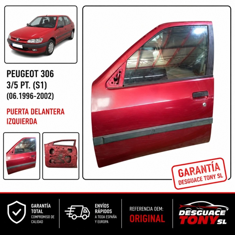 Porta Dianteira Esquerda Peugeot 306 Cabriolet 3 Portas (S1) 1996-2002 – Ref. 9002L8
