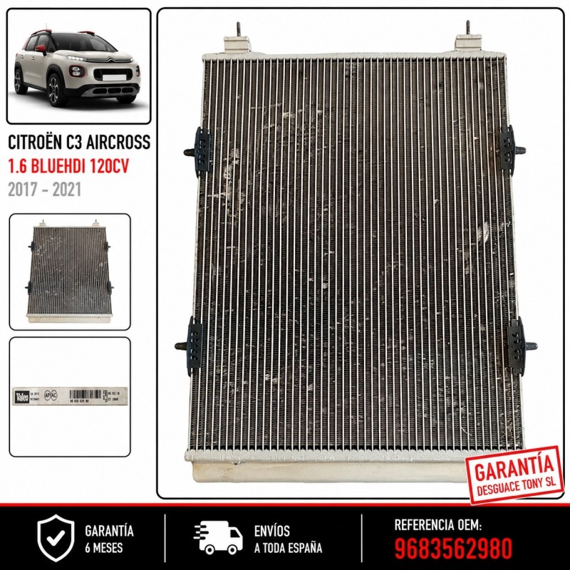 Radiador de Ar Condicionado Citroën C3 Aircross 1.6 BlueHDi 120CV Referência 9683562980