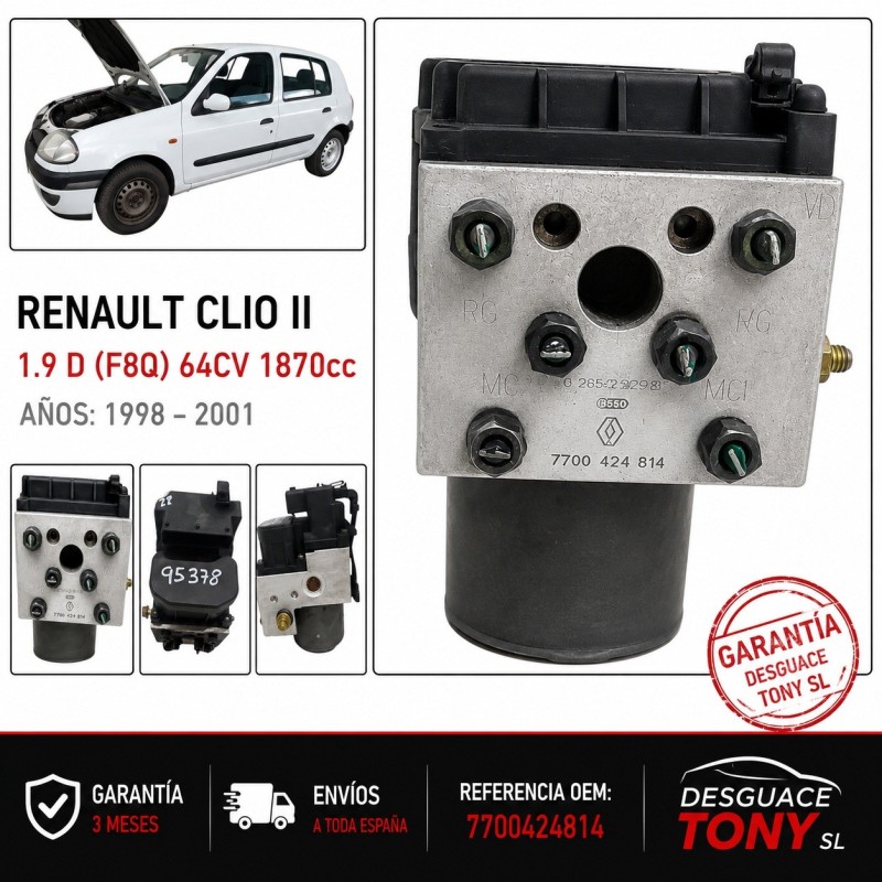 Modulo ABS Renault Clio II 1.6 16V Benzina 112CV K4M 708 Rif. 7700424814 / 0265216626