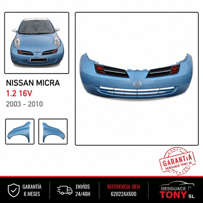 Frontale completa originale per Nissan Micra K12 restyling (anni 2005-2010). Include cofano anteriore riferimento 65100-AX630 /