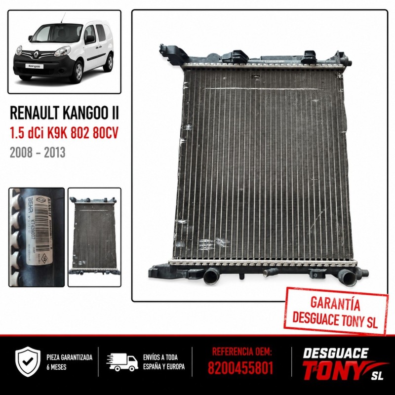 Radiateur d'Eau Renault Kangoo II 1.5 dCi K9K 802 86CV Référence 8200455801