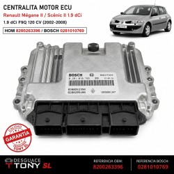 Centralina do Motor ECU Bosch Renault Mégane II 1.9 dCi F9Q 120 CV Referência 8200263396 0281010769