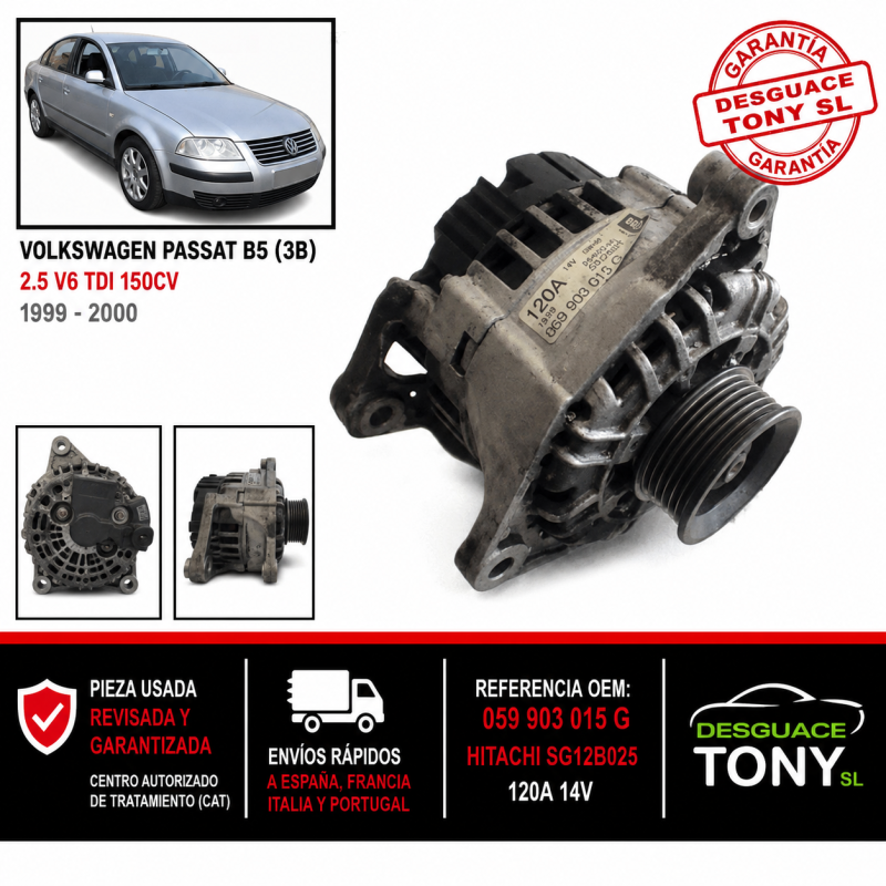 alternateur-120a-volkswagen-passat-b5-3b-25-v6-tdi-1999-2000-reference-oem-059903015g-hitachi-sg12b025.JPG