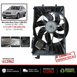 ventilateur-de-refroidissement-avec-cadre-mercedes-classe-c-s203-c-270-t-cdi-170-ch-om612962-reference-a2035000293.JPG