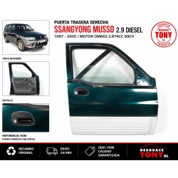 Porta Traseira Direita SsangYong Musso 2.9 Diesel OM662 99 CV 1997-2005