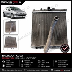 Radiatore acqua originale Peugeot 206 1.4 i 75 CV (55 kW) Motore KFW (TU3JP) 1360 cc Anni 1998-2009 Riferimento HOM 9647511480 |