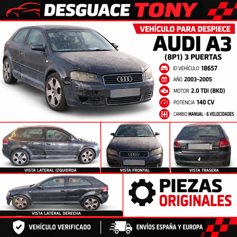 Audi A3 8P1 2.0 TDI d’occasion pour pièces ID 18657
