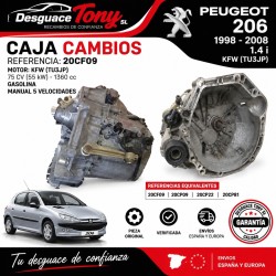 Caixa de câmbio 5V Peugeot 206 (1998-2008 1.4 i KFW (TU3JP Referência 20CF09)