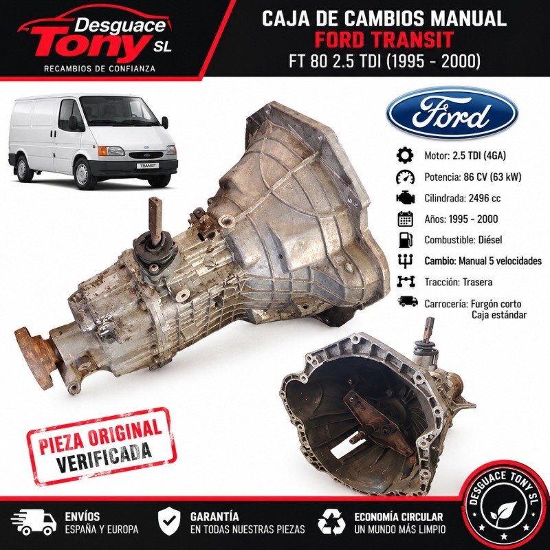 Caja Cambios 5V Ford Transit Furgón 2.5 DI Año 1995-2000 Referencia 88vt7006ab  88vt7k400aa