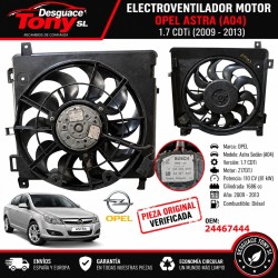 Ventilador do motor Opel Astra Classic Sedan (A04) 1.7 CDTi Diesel 110cv / 81kW Z 17 DTJ, ano 2009 - 2013 Referência OEM 2446744