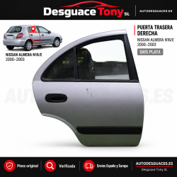 Porta Traseira Direita Nissan Almera (N16/E)(01.2000-2003 Cor Cinza Prateado