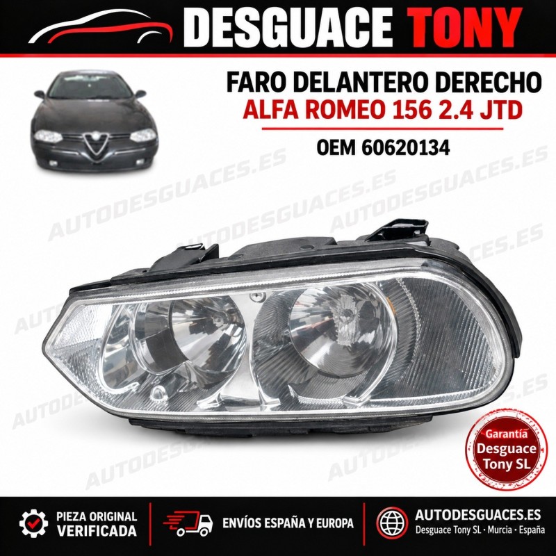 Phare avant droit Alfa Romeo 156 (932) 2.4 JTD 1997-2003 Réf. 60620134
