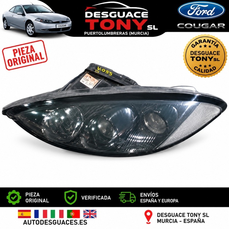 Phare avant gauche Ford Cougar Coupé 2.5 V6 24V Essence 170cv / 125kW LCBA, Année de 1998 - 2001 Référence 1301016062