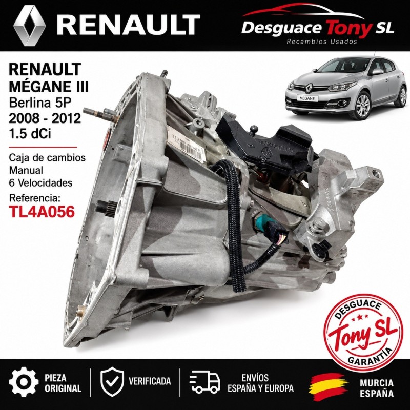 Boîte de vitesses manuelle 6 vitesses Renault Megane III Berline 5P (2008-2012 1.5 Authentique [1.5 Référence TL4A056