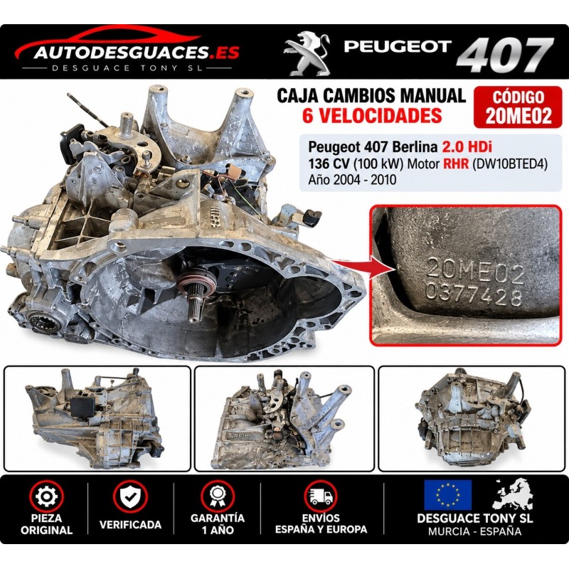 cambio-manuale-6-marce-peugeot-407-berlina-20-hdi-136-cv-rhr-dw10bted4-rif-20mb02