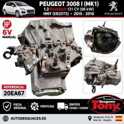 Caixa de velocidades manual de 6 velocidades Peugeot 3008 mk1 1.2 Gasolina 131cv / 96kW HNY (EB2DTS), ano de 2015 - 2016 Referên