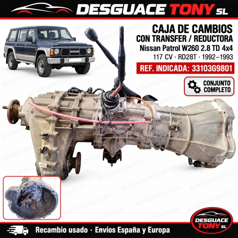 Boîte de vitesses manuelle avec boîte de transfert Nissan Patrol W260 2.8 TD 4x4 117 ch RD28T 1992–1993