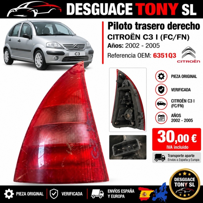 fanale-posteriore-destro-citroen-c3-i-fcfn-prima-serie-2002-2005-rif-6351q3-originale-usato