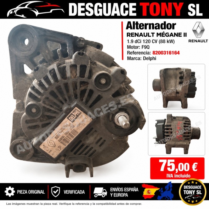 alternateur-renault-megane-ii-19-dci-120-ch-moteur-f9q-ref-8200316164-origine-occasion