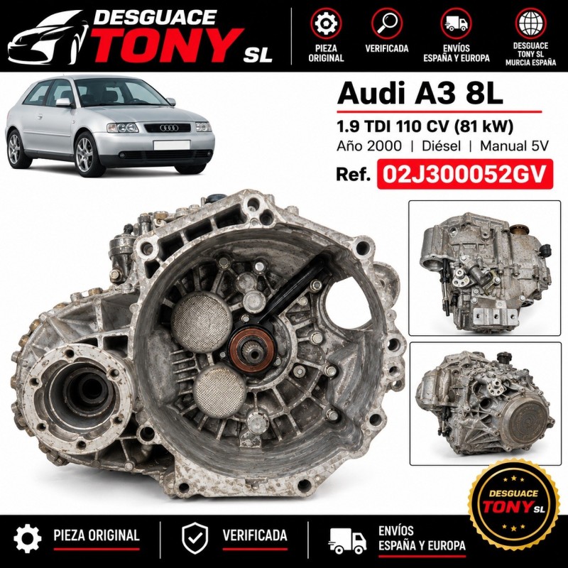 caixa-de-velocidades-manual-5v-audi-a3-8l-19-tdi-110-cv-2000-ref-02j300052gv