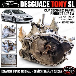 Caja de cambios manual Peugeot 407 SW 2.0 HDi 136 CV 20MB17 9657871480 - Desguace Tony SL
