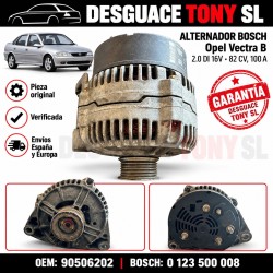 Alternador Bosch Opel Vectra B Berlina 2.0 DI 16V 82 CV 100 A | 0123500008 / 90506202