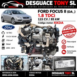 Motore Ford Focus II 1.8 TDCi 115 CV KKDA 1753cc Diesel Usato Originale